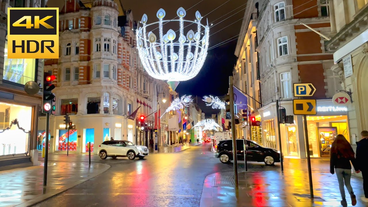 London Christmas Lights 2021 ✨ Bond Street to Fortnum’s Festive Windows Night Walk [4K HDR]