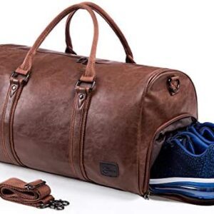 Leather Travel Bag with Shoe P