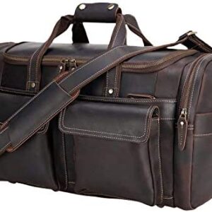 22.8” Leather Duffle Bags for Men, Full Grai