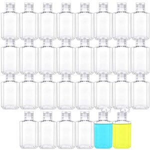 30Pcs 2oz Clear Plastic Refillable Flip-Top Bottle