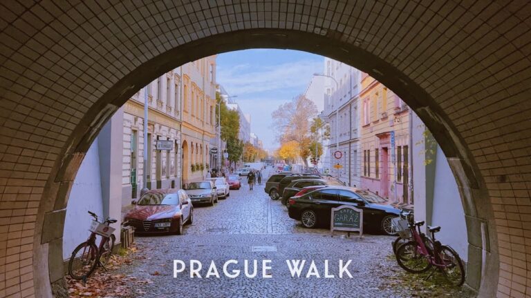 Different Prague – Walking Through Žižkov Tunnel to Karlín – Relaxing Sunny Autumn Walk ASMR 4k HDR