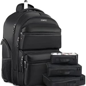 ZOMFELT Rolling Backpack, 17.3 inch Laptop Backpac