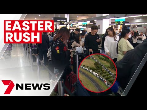 Easter road works cause traffic trouble as the airport faces a holiday crush | 7NEWS