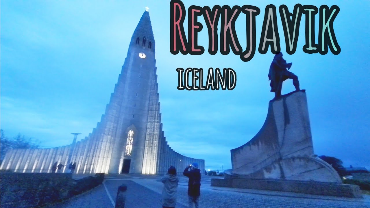 Iconic Church and Rainbow Street in Reykjavik, Iceland