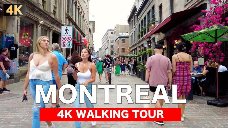 4K MONTREAL, Canada Walking Tour | Life in Downtown and Old Montreal